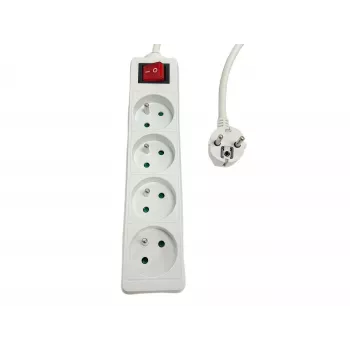 Predlžovacia zásuvka MicroConnect MC-PSOO040500FRW — 4-násobná s individuálnymi vypínačmi