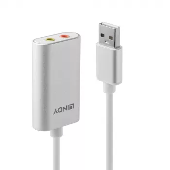 Audio konvertor Lindy USB Type-A na audio konvertor, strieborná/biela, 25 g
