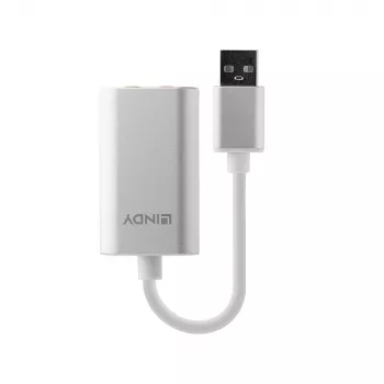 Audio konvertor Lindy USB Type-A na audio konvertor, strieborná/biela, 25 g