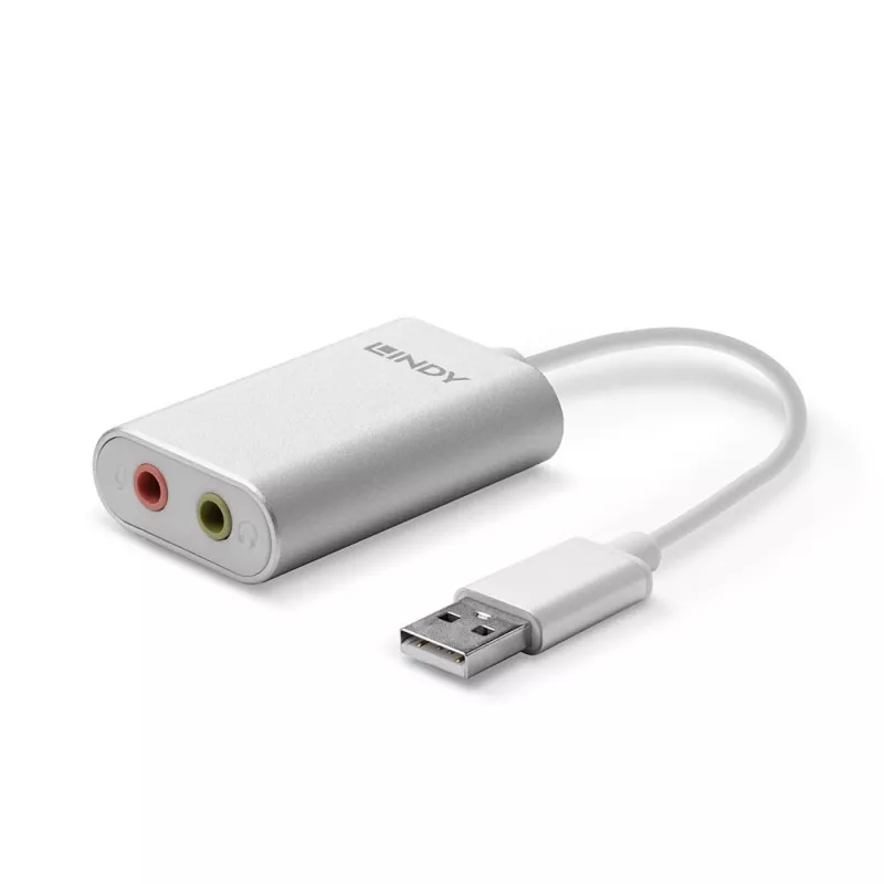Audio konvertor Lindy USB Type-A na audio konvertor, strieborná/biela, 25 g
