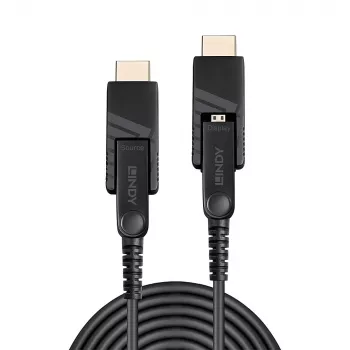 Lindy 50 m sklolaminátový hybridný Micro-HDMI kábel 18G s odnímateľnými HDMI a DVI konektormi