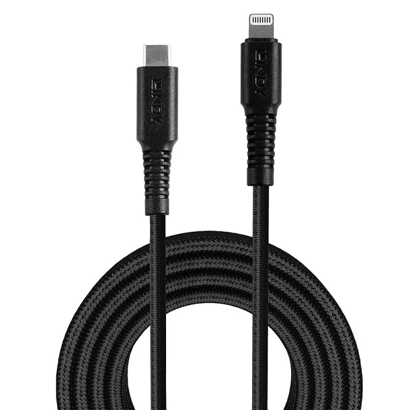 Lindy 2 m zosilnený USB Type-C na Lightning nabíjací a synchronizačný kábel