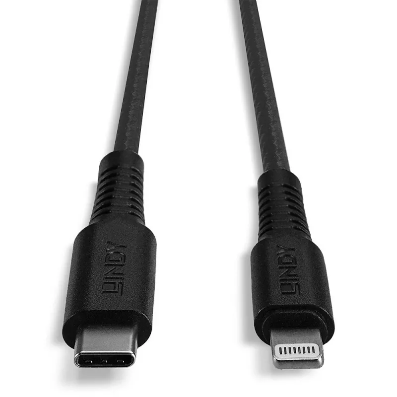Lindy 2 m zosilnený USB Type-C na Lightning nabíjací a synchronizačný kábel