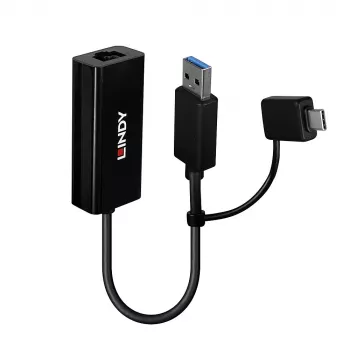 Lindy USB 3.2 Gen 1 Gigabit Ethernet konvertor káblový USB Ethernet 5000 Mbit/s čierna