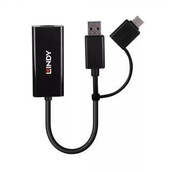 Lindy USB 3.2 Gen 1 Gigabit Ethernet konvertor káblový USB Ethernet 5000 Mbit/s čierna
