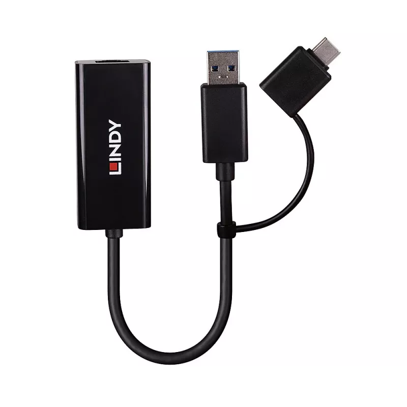 Lindy USB 3.2 Gen 1 Gigabit Ethernet konvertor káblový USB Ethernet 5000 Mbit/s čierna