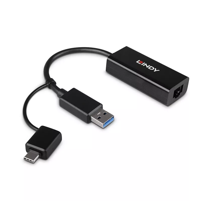 Lindy USB 3.2 Gen 1 Gigabit Ethernet konvertor káblový USB Ethernet 5000 Mbit/s čierna