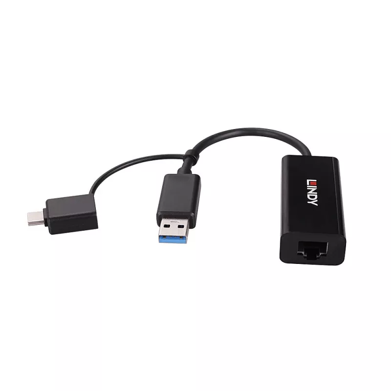 Lindy USB 3.2 Gen 1 Gigabit Ethernet konvertor káblový USB Ethernet 5000 Mbit/s čierna