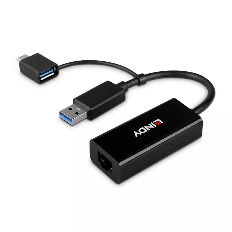 Lindy USB 3.2 Gen 1 Gigabit Ethernet konvertor káblový USB Ethernet 5000 Mbit/s čierna