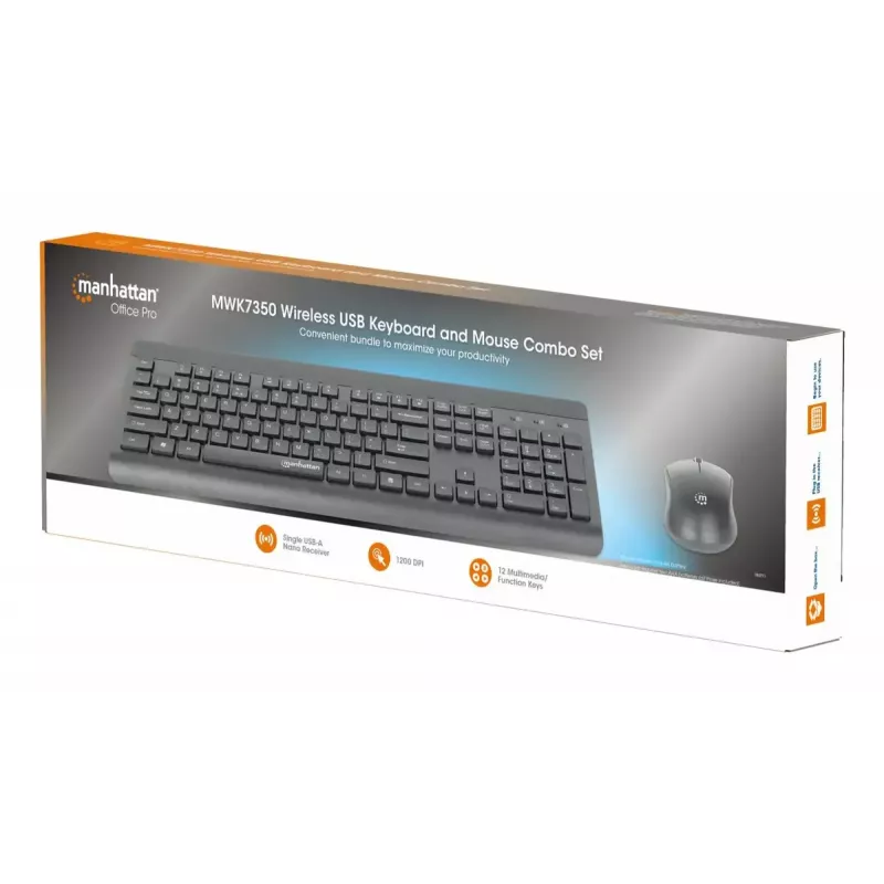 Klávesnica Manhattan 180771 bezdrôtová QWERTY čierna myš v balení