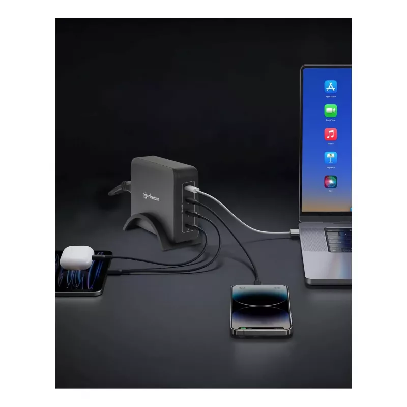 Manhattan 102667 4-portová nabíjacia stanica GaN USB Power Delivery, 240 W