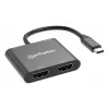 Multiport adaptér Manhattan 154321 USB Type-C na 2 HDMI USB-A Power Delivery 100 W