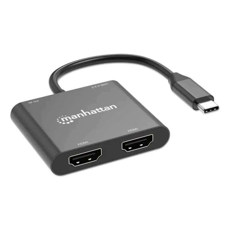 Multiport adaptér Manhattan 154321 USB Type-C na 2 HDMI USB-A Power Delivery 100 W