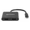 Multiport adaptér Manhattan 154321 USB Type-C na 2 HDMI USB-A Power Delivery 100 W