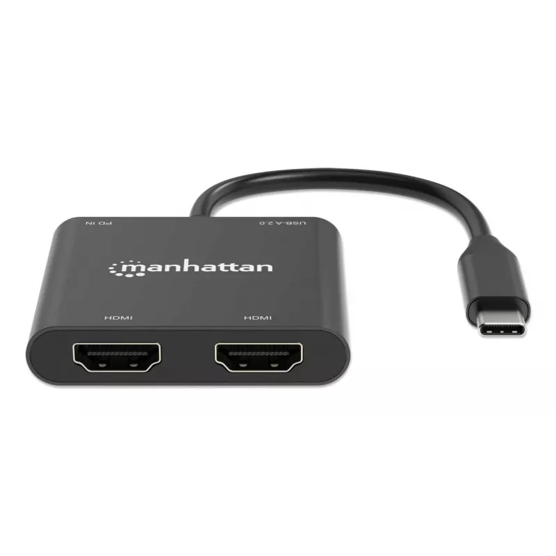 Multiport adaptér Manhattan 154321 USB Type-C na 2 HDMI USB-A Power Delivery 100 W