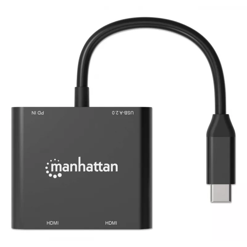 Multiport adaptér Manhattan 154321 USB Type-C na 2 HDMI USB-A Power Delivery 100 W