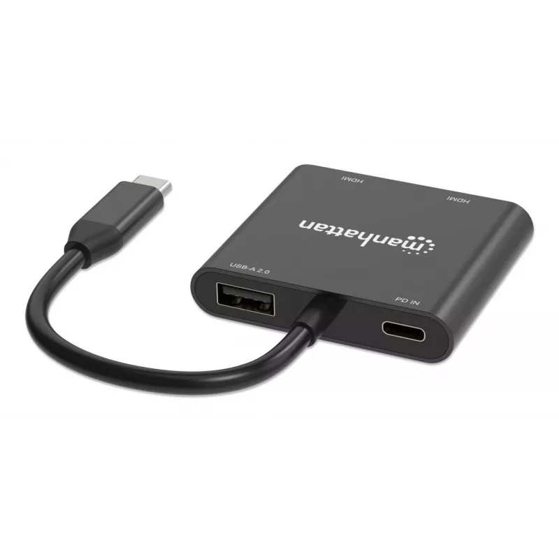 Multiport adaptér Manhattan 154321 USB Type-C na 2 HDMI USB-A Power Delivery 100 W