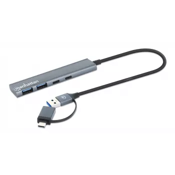 USB-C a USB-A Combo Dock/Hub Manhattan 4 porty 5 Gbps hliník