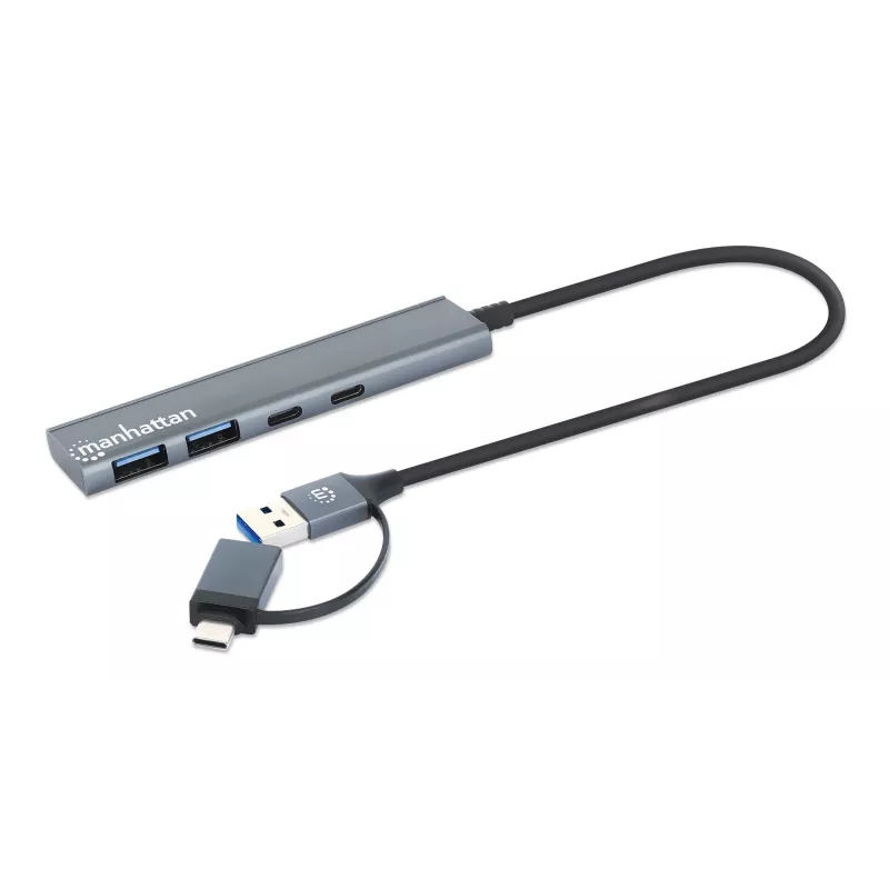 USB-C a USB-A Combo Dock/Hub Manhattan 4 porty 5 Gbps hliník