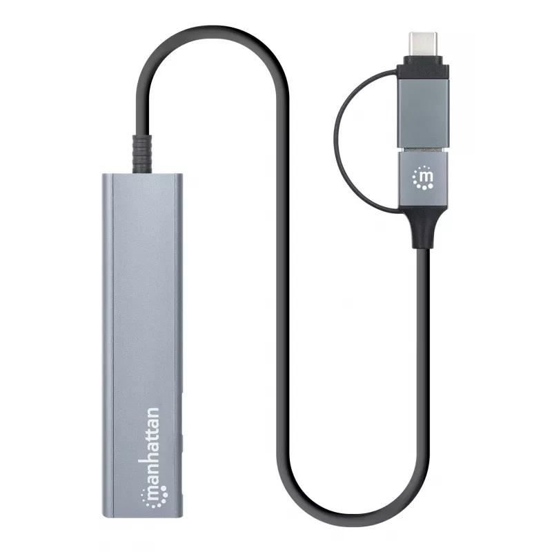 USB-C a USB-A Combo Dock/Hub Manhattan 4 porty 5 Gbps hliník