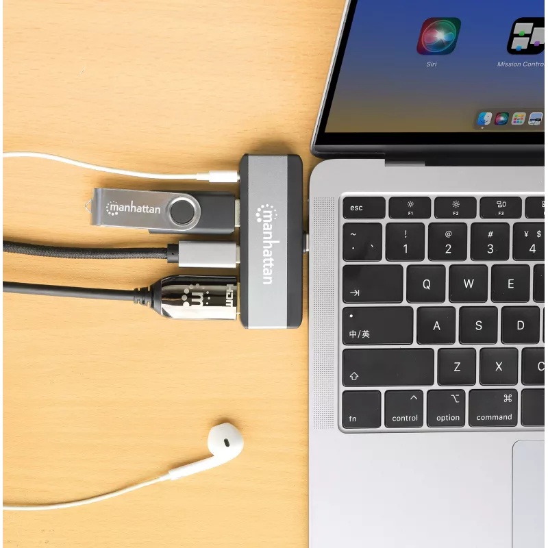 USB-C Travel Dock Manhattan 190404 4 porty HDMI USB-A USB-C 3,5 mm