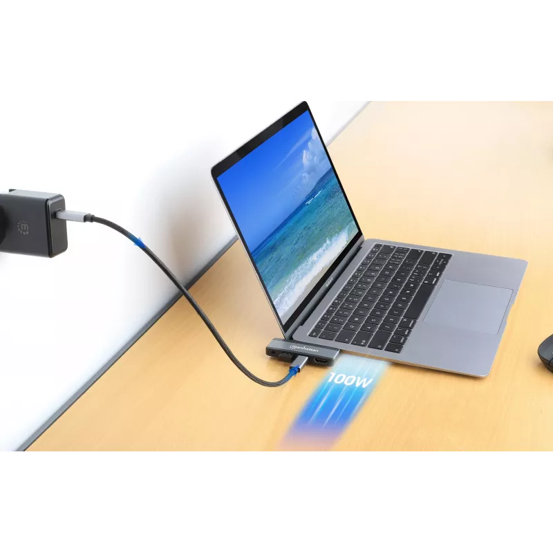 USB-C Travel Dock Manhattan 190404 4 porty HDMI USB-A USB-C 3,5 mm