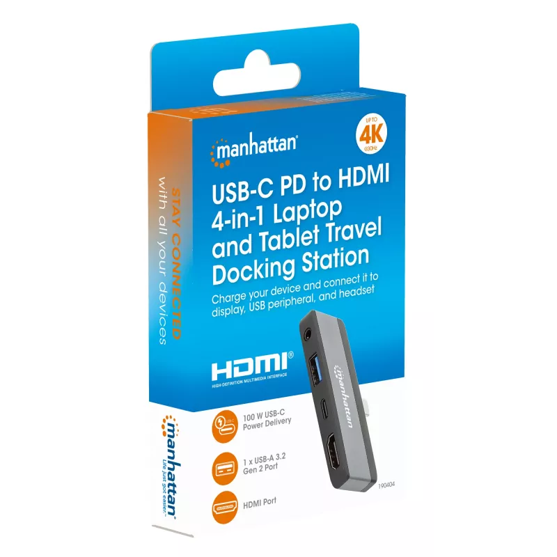 USB-C Travel Dock Manhattan 190404 4 porty HDMI USB-A USB-C 3,5 mm