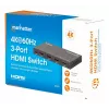 HDMI prepínač 3x1 MANHATTAN 18G automatický manuálny IR diaľkový ovládač čierny