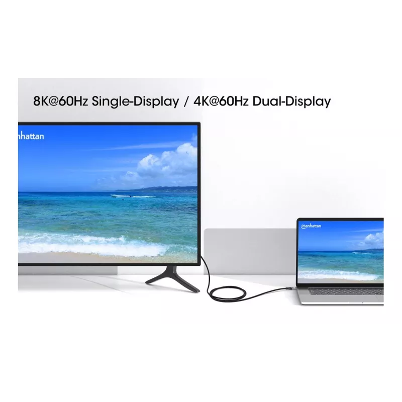 Kábel USB-C samec na USB-C samec Manhattan 2m USB4 Gen 3x2 8K 60Hz