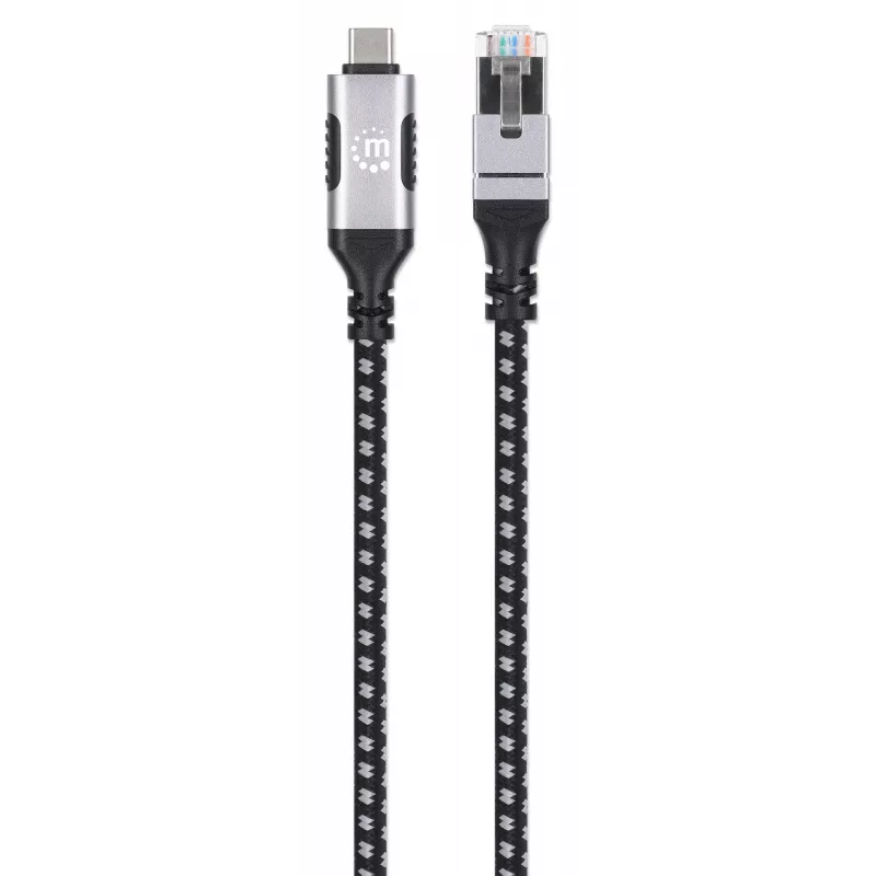 Manhattan USB-C na Gigabit sieťový Ethernet RJ45 kábel 2m čierny/strieborný