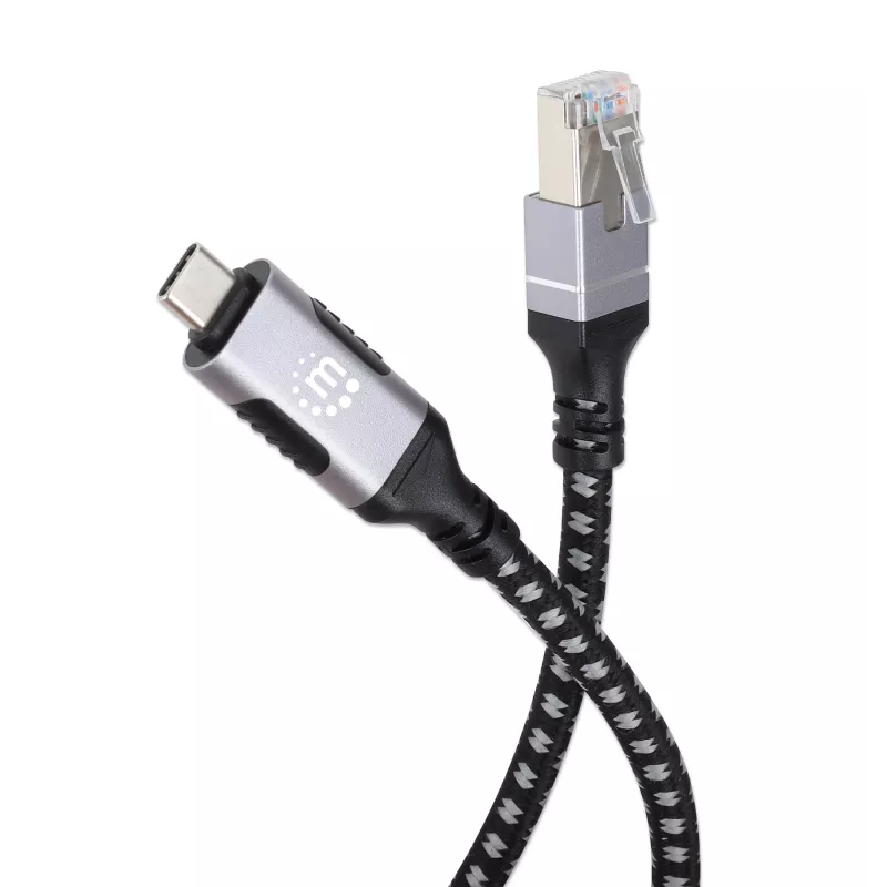 Manhattan USB-C na Gigabit sieťový Ethernet RJ45 kábel 2m čierny/strieborný