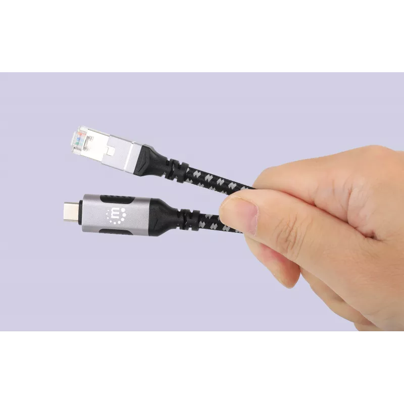 Manhattan USB-C na Gigabit sieťový Ethernet RJ45 kábel 2m čierny/strieborný