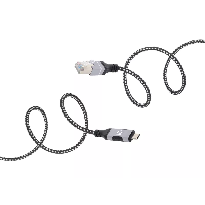 Manhattan USB-C na Gigabit sieťový Ethernet RJ45 kábel 2m čierny/strieborný