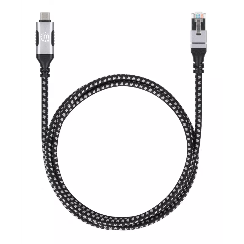Manhattan USB-C na Gigabit sieťový Ethernet RJ45 kábel 2m čierny/strieborný