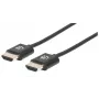 Manhattan HDMI kábel s Ethernetom (Ultra Thin), 4K@60Hz (Premium High Speed), 0,5 m, samec na samca, čierny, Ultra HD 4k x 2k, úplne tienený, pozlátené kontakty, doživotná záruka