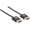 Manhattan HDMI kábel s Ethernetom (Ultra Thin), 4K@60Hz (Premium High Speed), 0,5 m, samec na samca, čierny, Ultra HD 4k x 2k, úplne tienený, pozlátené kontakty, doživotná záruka