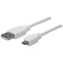 Manhattan USB-A na Micro-USB kábel, 1,8 m, samec na samca, 480 Mbit/s (USB 2.0), Hi-Speed USB, biely, doživotná záruka