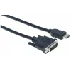Manhattan HDMI na DVI-D 24+1 kábel, 3m, samec na samca, čierny, Dual Link, kompatibilný s DVD-D, doživotná záruka, zodpovedá HDDVIMM3M