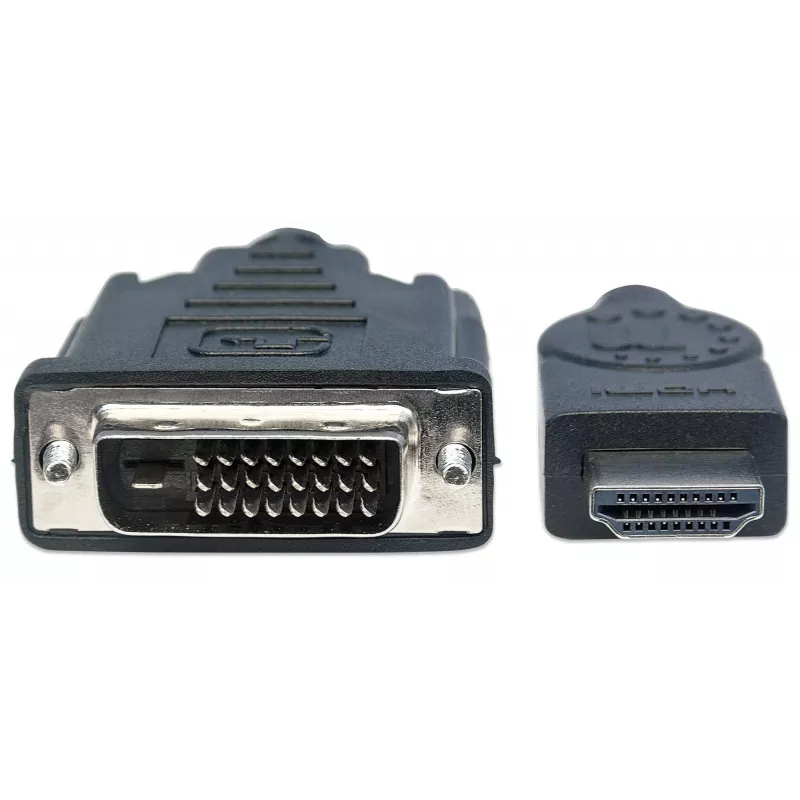 Manhattan HDMI na DVI-D 24+1 kábel, 3m, samec na samca, čierny, Dual Link, kompatibilný s DVD-D, doživotná záruka, zodpovedá HDDVIMM3M