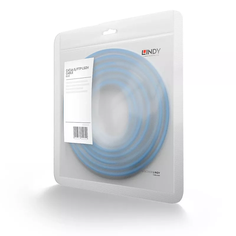 Sieťový kábel Lindy 45374 modrý 1 m Cat6a S/FTP (S-STP)
