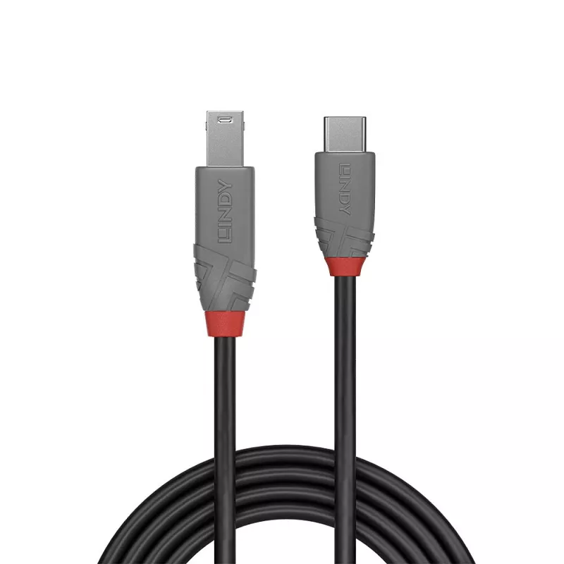 Lindy 0,5 m USB 3.2 Type-C na B kábel 5 Gbit/s čierny