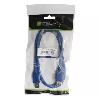 Techly predlžovací kábel USB 3.0, konektor samec A / konektor samica A, 1 m, modrý ICOC U3-AA-10-EX