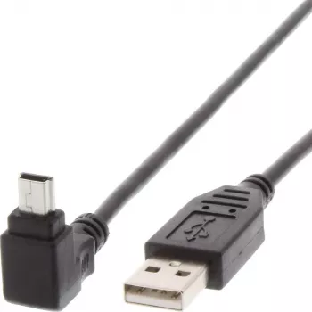 Techly USB 2.0 kábel A konektor samec / Mini B konektor samec 90° 1,8 m čierny ICOC MUSB-AA-018ANG