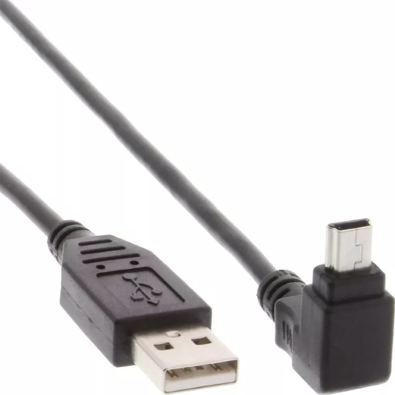 Techly USB 2.0 kábel A konektor samec / Mini B konektor samec 90° 1,8 m čierny ICOC MUSB-AA-018ANG