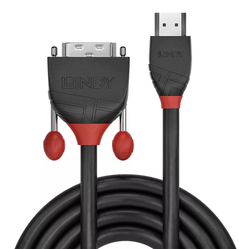 Lindy 0,5 m HDMI na DVI kábel, Black Line