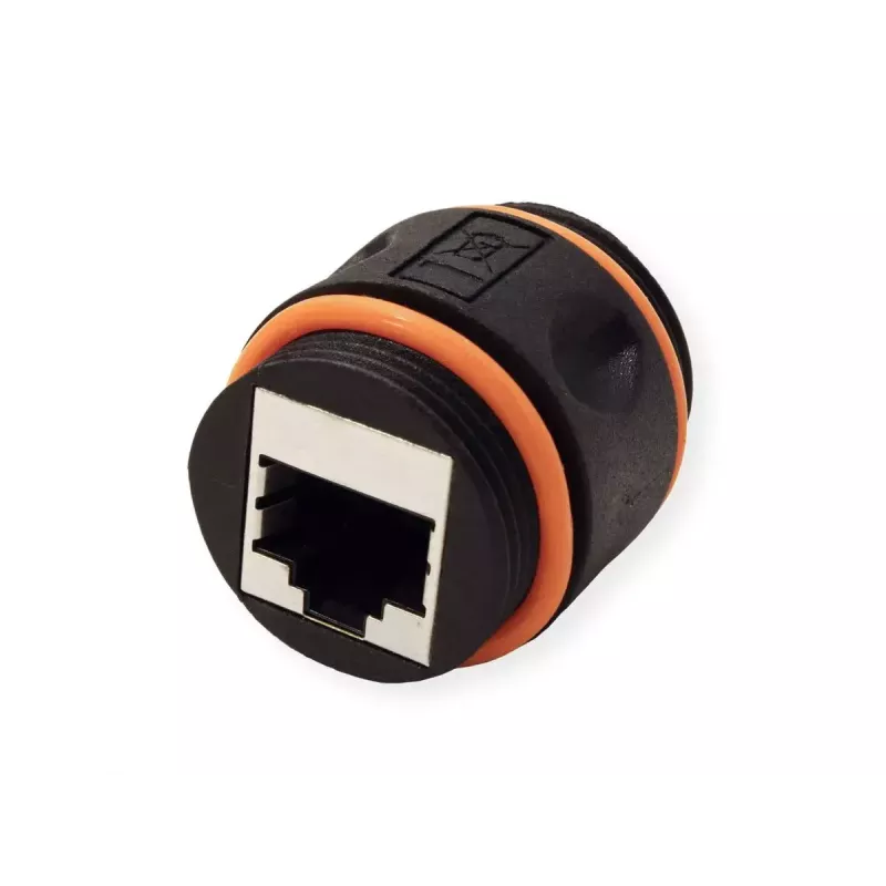 VALUE 21.99.3007 tienená spojka RJ-45, Cat.6A, pre exteriér a priemysel, čierna