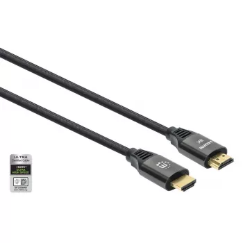 HDMI kábel s Ethernetom Manhattan 8K@60Hz 2m pletený samec na samca čierna