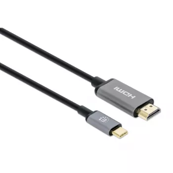 Manhattan USB-C na HDMI kábel, 4K@60Hz, 2m, čierna, samec na samca, trojročná záruka, zodpovedá CDP2HD2MBNL