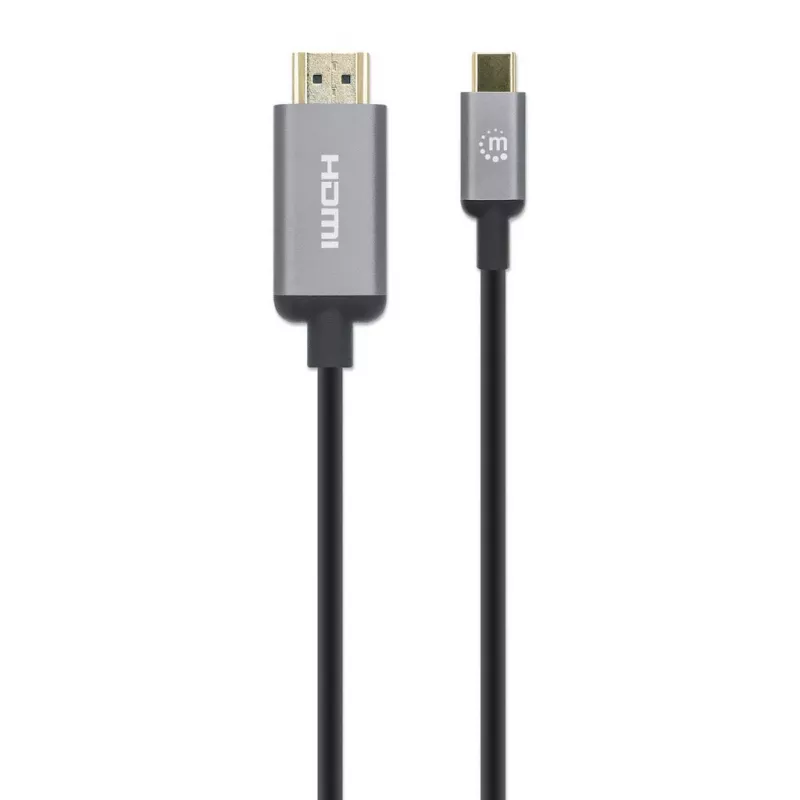 Manhattan 153607 kábel USB-C na HDMI, samec–samec, dvojito tienený, 2 m, čierny/strieborný