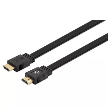 Manhattan HDMI kábel s Ethernetom (plochý), 4K@60Hz (Premium High Speed), 10 m, samec na samca, čierny, Ultra HD 4K x 2K, plne tienený, pozlátené kontakty, doživotná záruka